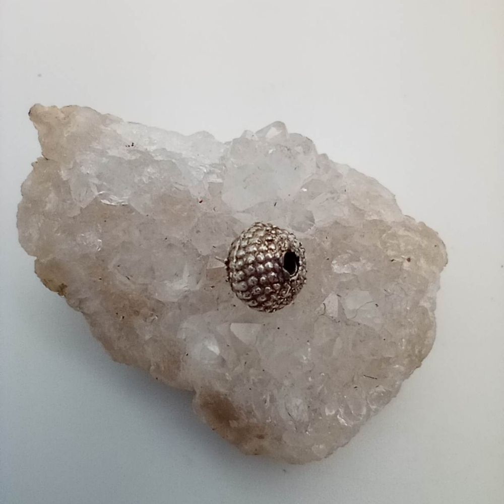 Raised Solid sterling silver spacer charm